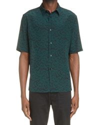 Saint Laurent - Printed Silk Short-sleeve Shirt - Lyst