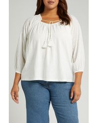 Lucky Brand - Mix Media Peasant Top - Lyst