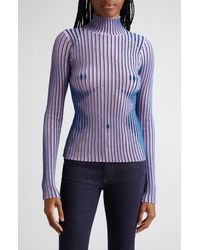 Jean Paul Gaultier - Body Morph Metallic Trompe L'oeil Merino Wool Blend Rib Turtleneck Sweater - Lyst