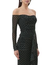 AFRM - Odilla Printed Off The Shoulder Mesh Top - Lyst