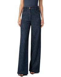Akris Punto - Cooper High Waist Wide Leg Cotton & Wool Blend Jeans - Lyst