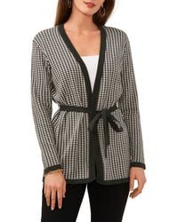 Chaus - Houndstooth Belted Cotton Cardigan - Lyst