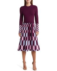 Eliza J - Fit & Flare Long Sleeve Sweater Dress - Lyst