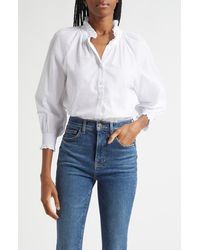 Veronica Beard - Calisto Ruffle Collar Cotton Button-Up Shirt - Lyst