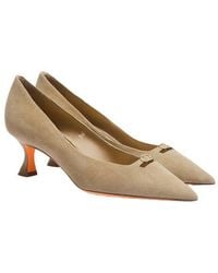 Santoni - Suede Mid-Heel Pump - Lyst