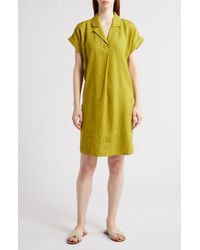 Eileen Fisher - Cuff Sleeve Organic Linen Shift Dress - Lyst