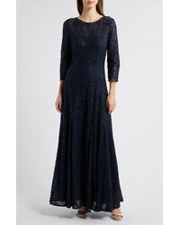 Tahari - Sequin Lace A-Line Gown - Lyst