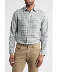 Scott Barber - Coastal Regular Fit Plaid Linen & Lyocell Button-Down Shirt - Lyst
