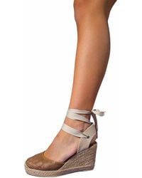 Forever & Always Shoes - Lions Mesh Leather Wedge Espadrilles Sandal - Lyst