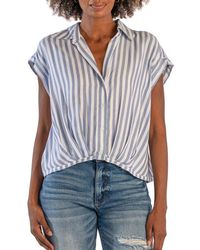 Kut From The Kloth - Gaia Pleat Hem Short Sleeve Button-Up Top - Lyst