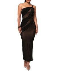 JLUXLABEL - Alari One-Shoulder Sparkle Mesh Gown - Lyst