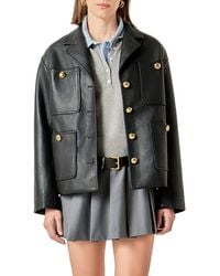 English Factory - Drop Shoulder Faux Leather Jacket - Lyst