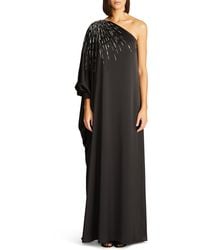 Halston - Chaya Beaded One-shoulder Satin Gown - Lyst