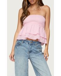 Edikted - Toria Ruffled Eyelet Strapless Top - Lyst