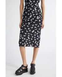 Stella McCartney - Flying Bird Haze Gathered Mesh Midi Skirt - Lyst