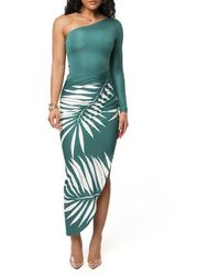 JLUXLABEL - Print One-Shoulder Cutout Maxi Dress - Lyst
