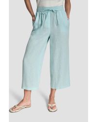 DKNY - Drawstring Crop Linen Pants - Lyst