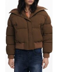 Desigual - Mixed Media Puffer Jacket - Lyst