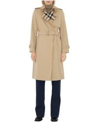 Burberry - Long Check Collar Trench Coat - Lyst