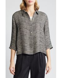 Eileen Fisher - Jacquard Organic Linen Blend Button-up Shirt - Lyst