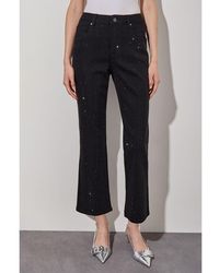 Ming Wang - Crystal Front Flared Ankle Jeans - Lyst