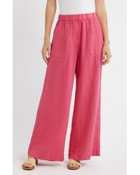 Frank & Eileen - Patch Pocket Pull-On Linen Wide Leg Pants - Lyst