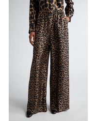 Max Mara - Ghinea Leopard Print Silk Wide Leg Pants - Lyst