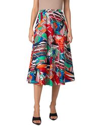 Akris Punto - Sea Clipper Print Cotton Satin Midi Skirt - Lyst