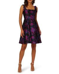 Adrianna Papell - Floral Ruffle Jacquard Cocktail Dress - Lyst