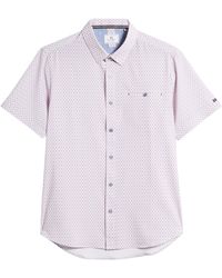 7 Diamonds - Liberty Geo Print Performance Short Sleeve Button-up Shirt - Lyst