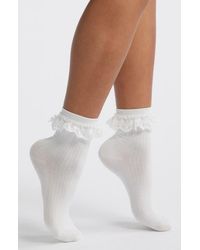Casa Clara - Anissa Lace Ruffle Cotton Blend Crew Socks - Lyst