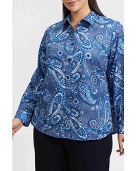 Foxcroft - Hampton Paisley Print Cotton Poplin Button-Up Shirt - Lyst