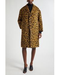 Bottega Veneta - Leopard Print Brushed Alpaca, Wool & Silk Coat - Lyst