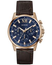 Guess - Walker Dial Multifunction Leather Strap Watch, 44Mm - Lyst