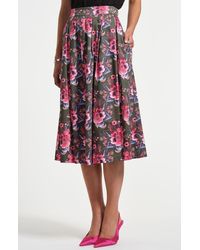 Isaac Mizrahi New York - Stretch Cotton Sateen Midi Skirt - Lyst