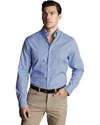 Charles Tyrwhitt - Check Non-iron Button-down Oxford Slim Fit Shirt Single Cuff - Lyst