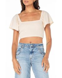 Roxy - Sandy Beach Smocked Twist Reversible Crop Top - Lyst