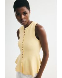 H&M - Rib-Knit Peplum Sleeveless Top - Lyst
