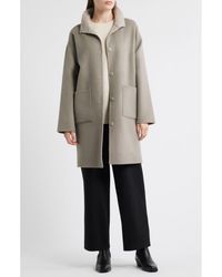 Eileen Fisher - Stand Collar Reversible Wool & Cashmere Coat - Lyst