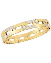 Roberto Coin - Navarra Alternating Link Diamond Pavé Wide Bangle Bracelet - Lyst