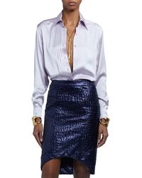 Tom Ford - Pleated Silk Charmeuse Button-up Shirt - Lyst