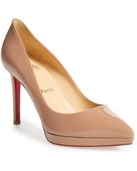 Christian Louboutin Pigalle Plato Leather Platform Pumps - Natural