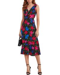 Vici Collection - Robbie Floral Sleeveless Satin Midi Dress - Lyst