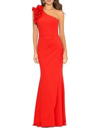 Xscape Evenings - Ruffle One-Shoulder Scuba Crepe Gown - Lyst