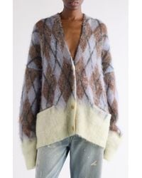 Acne Studios - Katcher Argyle Mohair & Wool Blend Cardigan - Lyst