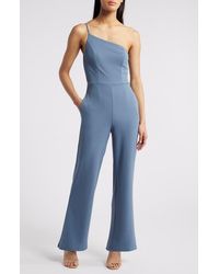 Bebe - Core One-Shoulder Wide Leg Jumpsuit - Lyst