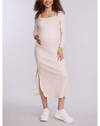 Motherhood Maternity - Square Neck Rib Knit Long Sleeve Bodycon Maxi Dress - Lyst