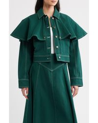 Cleobella - Clarke Ruffle Cape Cotton Twill Jacket - Lyst