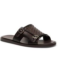 Santoni - Duo Woven Leather Monk Strap Slide Sandal - Lyst