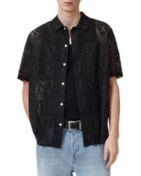 AllSaints - Netley Lace Short Sleeve Button-Up Shirt - Lyst